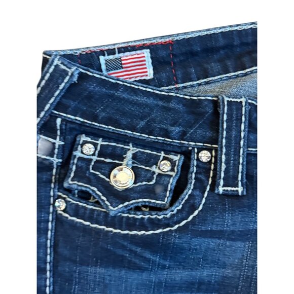 True Religion Dark Wash Women’s Bootcut Jeans Size 25 Denim Crystal Detail USA-M - Picture 7 of 9